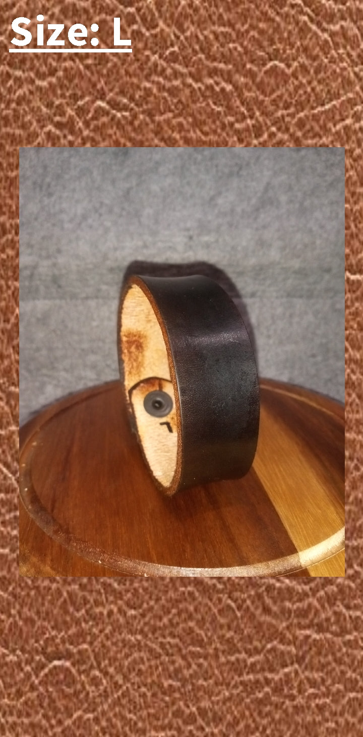 Dark Brown Leather Minimalist Bracelet in size Large