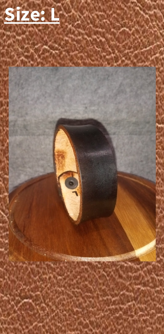 Dark Brown Leather Minimalist Bracelet in size Large