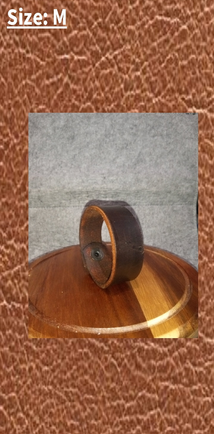 Dark Brown Leather Minimalist Bracelet in size Medium